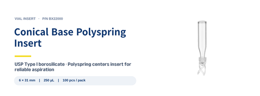 Glass Insert Conical Base With Polyspring - spec banner BX22000