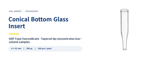 Glass Insert Conical Bottom - spec banner BX22010