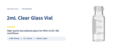 2mL Clear Glass Vial - spec banner BX20000