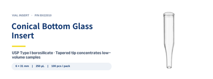 Glass Insert Conical Bottom - spec banner BX22010